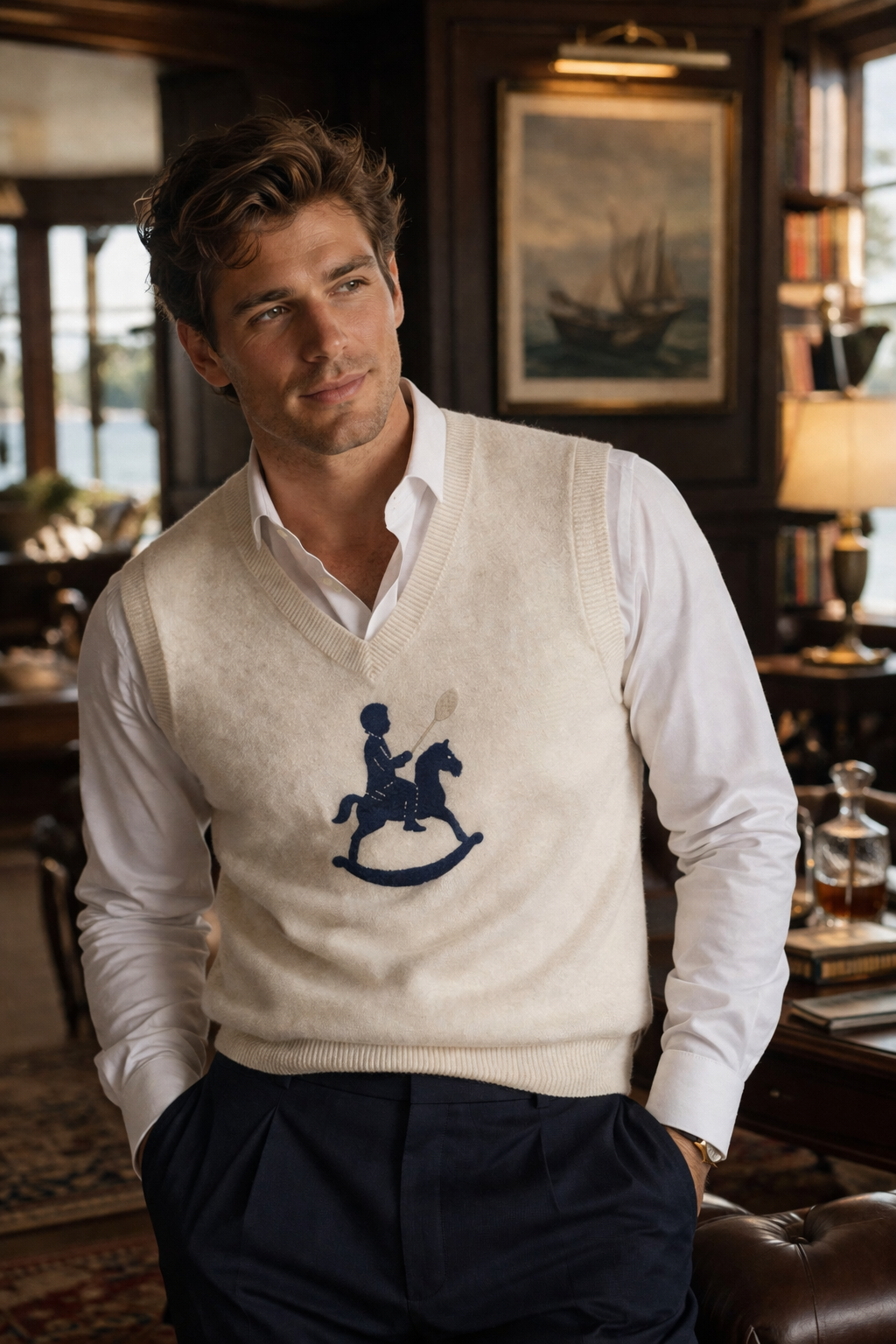 White Knit V-neck vest — Viceroy